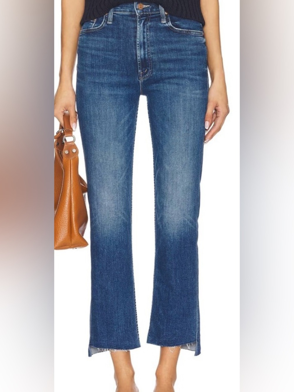 MOTHER High waist Rider step fray ankle jeans